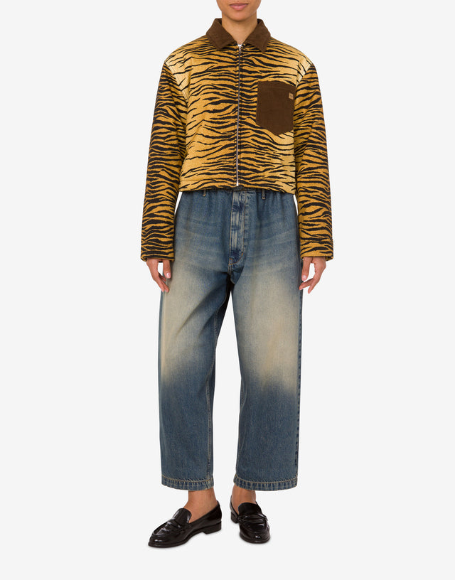 Chaqueta de gabardina de algodón estampada Marrón Moschino Jeans 1