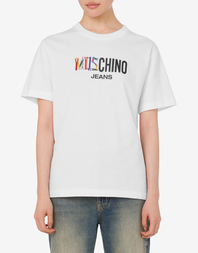 Camiseta de jersey de algodón estampado Blanco Moschino Jeans 1