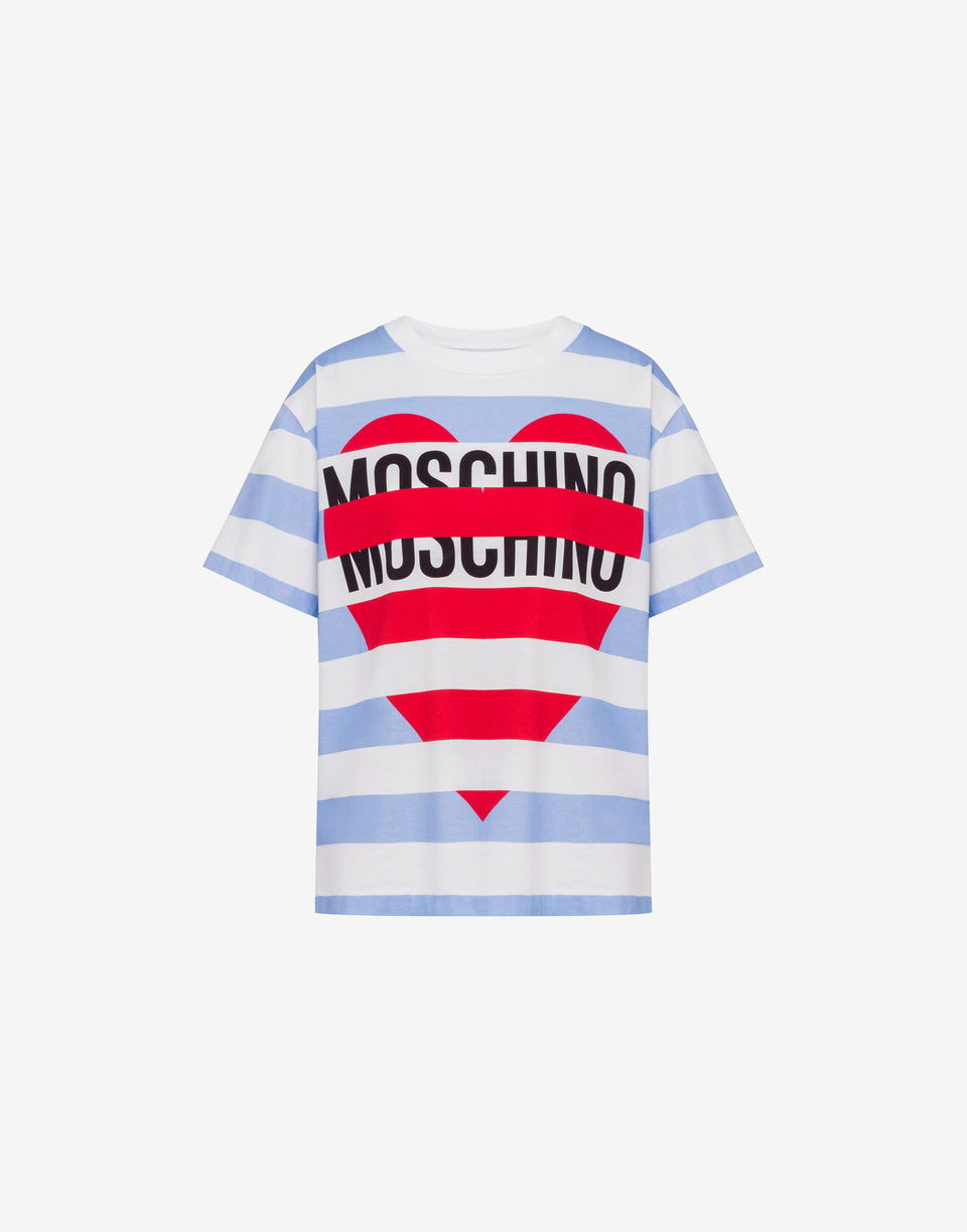 棉质针织T恤，全幅印花 天蓝色 Moschino Jeans 0