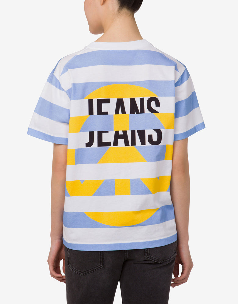 棉质针织T恤，全幅印花 天蓝色 Moschino Jeans 2