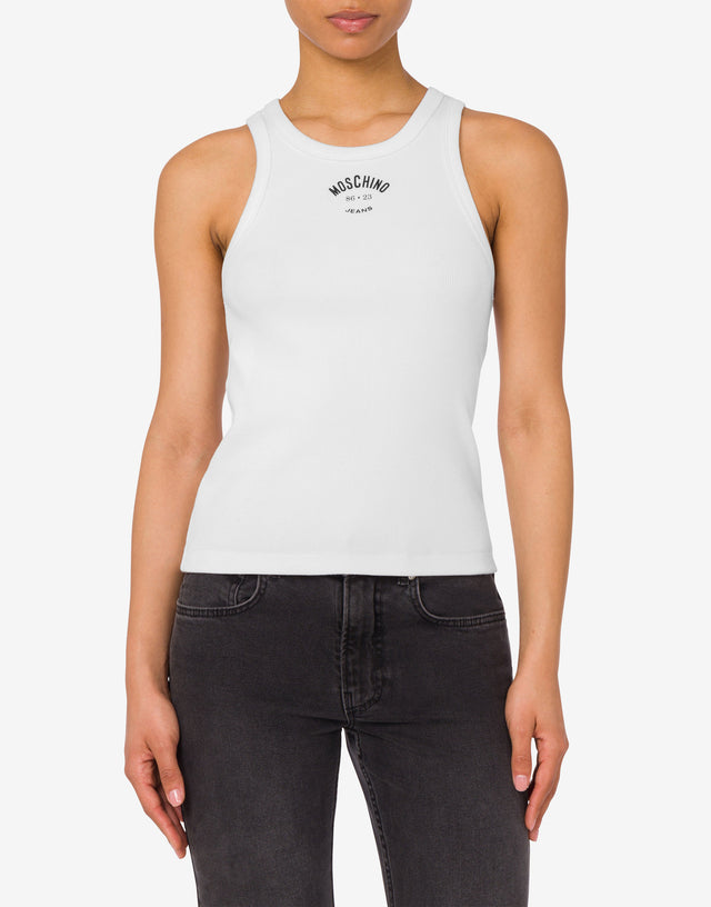 Camiseta sin mangas de algodón elástico Blanco Moschino Jeans 1