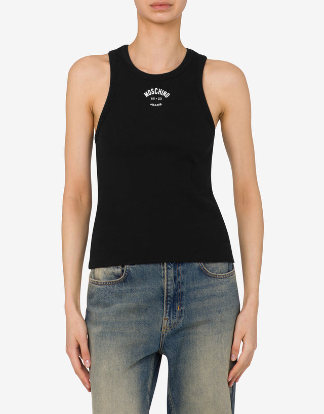 Camiseta sin mangas de algodón elástico Negro Moschino Jeans 1