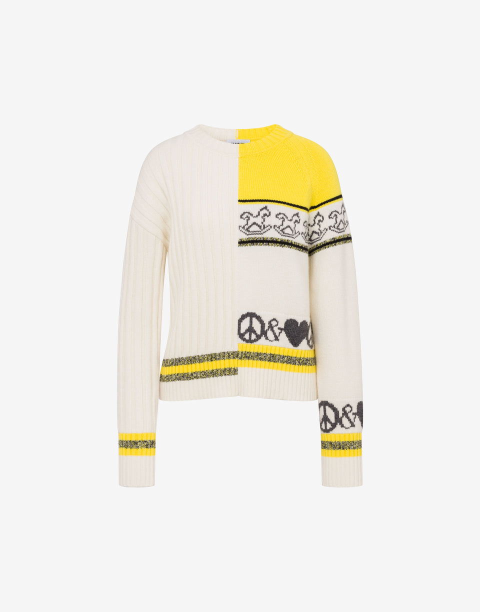 Jersey de mezcla de lana con incrustaciones Marfil Moschino Jeans 0