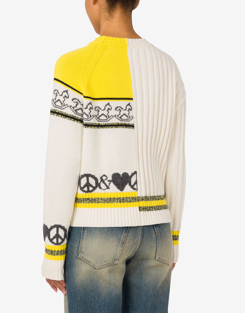 Jersey de mezcla de lana con incrustaciones Marfil Moschino Jeans 2