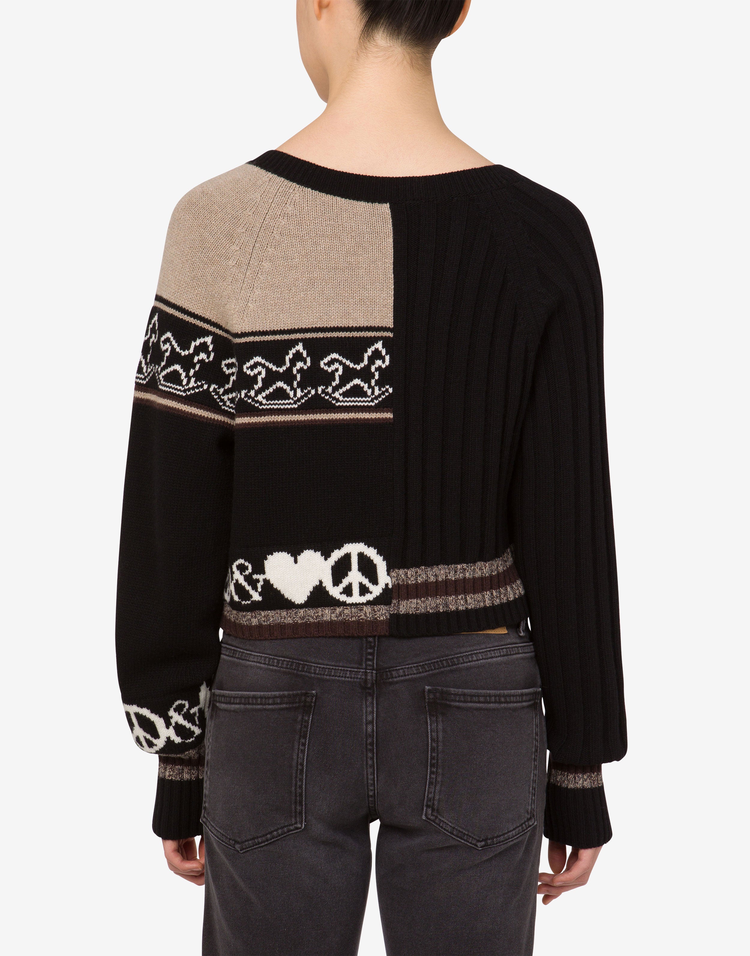 Intarsia wool blend cardigan Moschino Jeans | Moschino