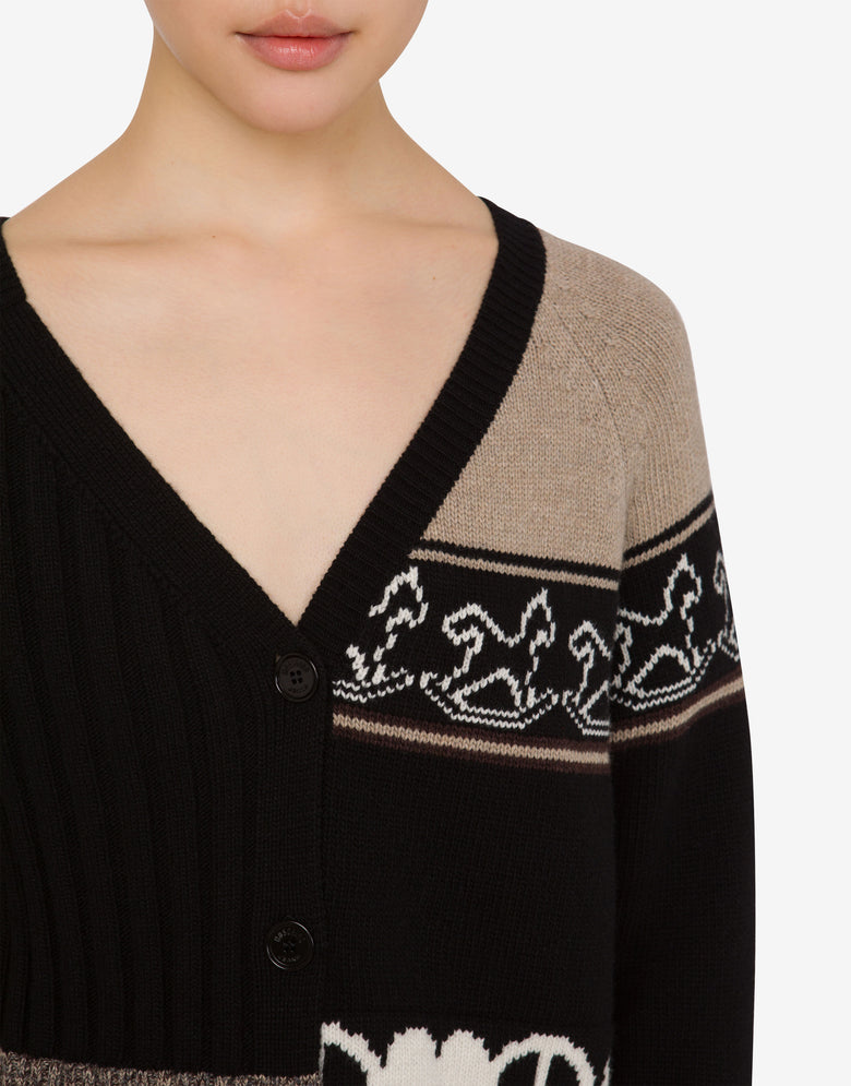 Cardigan de mezcla de lana con incrustaciones Negro Moschino Jeans 3