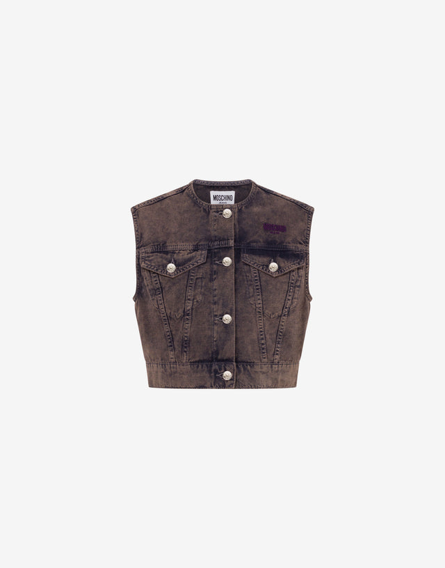 Chaleco de tela de algodón sobreteñida Gris oscuro Moschino Jeans 0