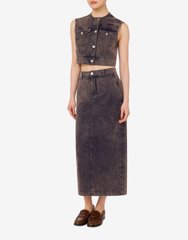 Chaleco de tela de algodón sobreteñida Gris oscuro Moschino Jeans 1