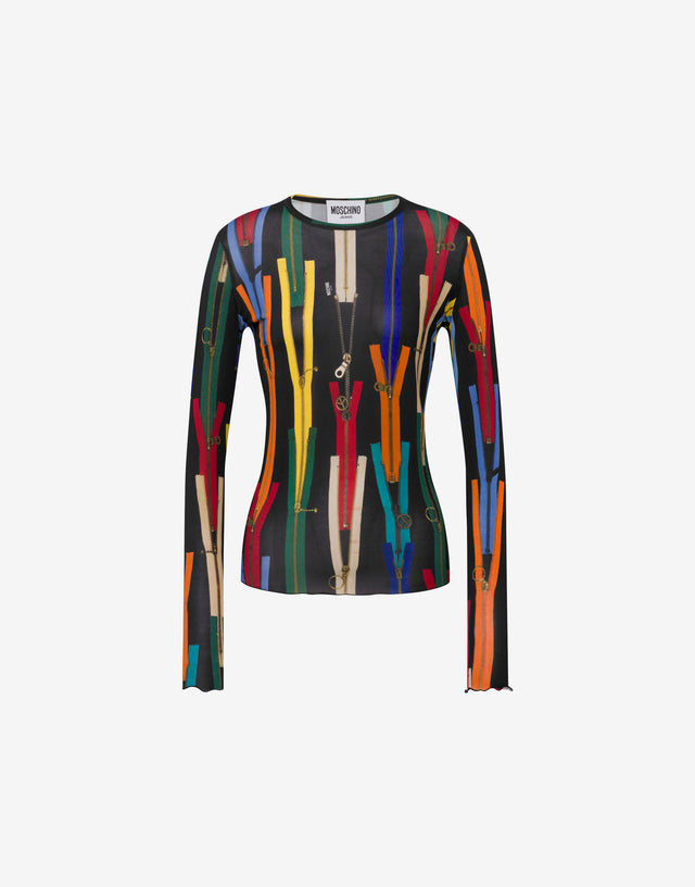 Camiseta estampada de jersey elástico Negro Moschino Jeans 0