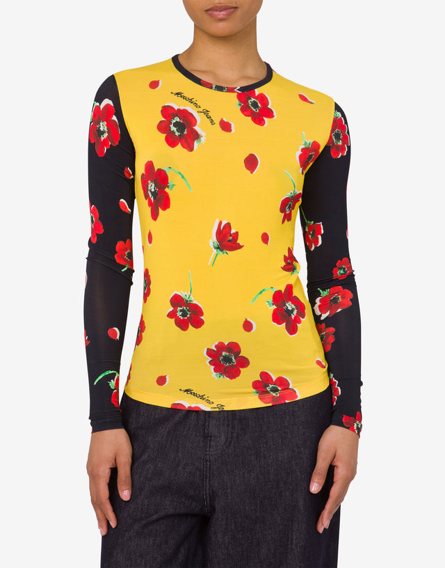 Camiseta estampada de jersey elástico Amarillo Moschino Jeans 1
