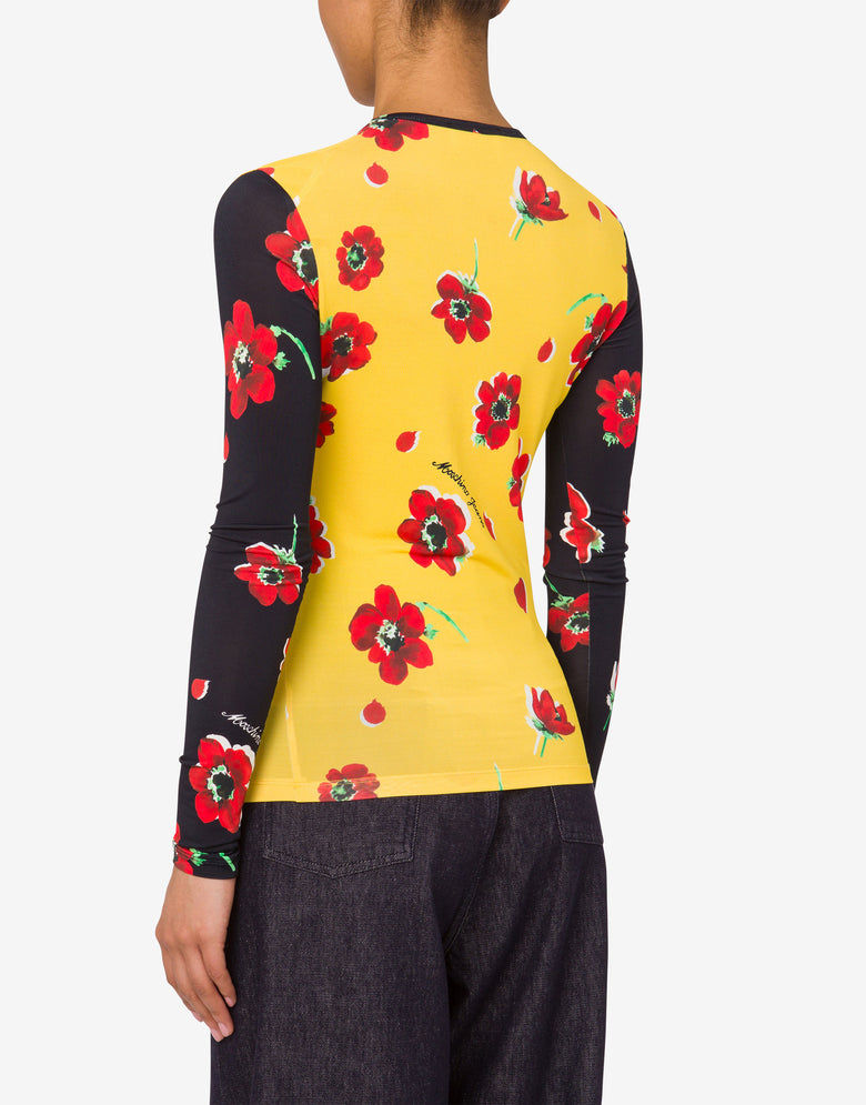 Printed stretch jersey T-shirt Yellow Moschino Jeans 2