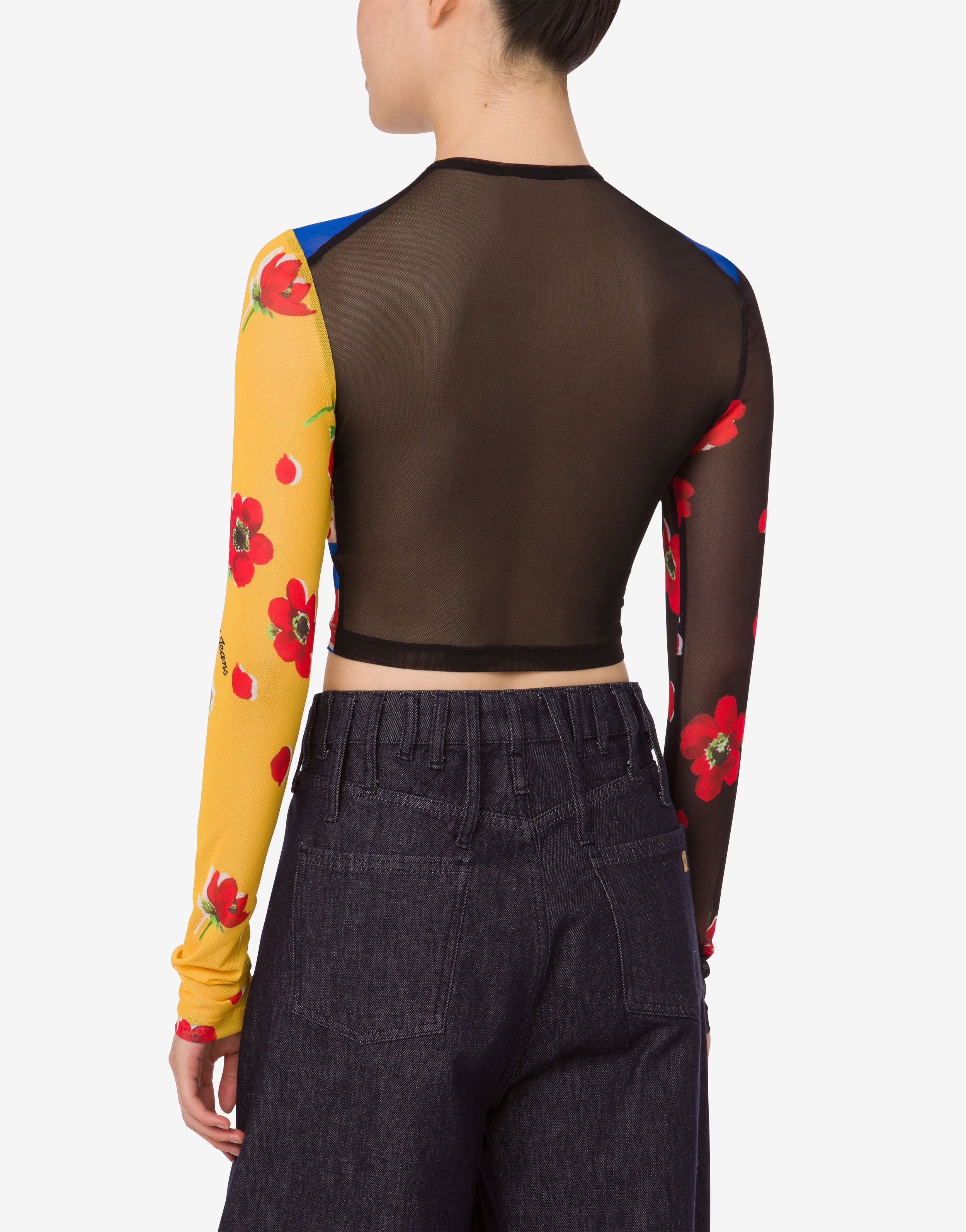 Printed tulle crop top Moschino Jeans | Moschino