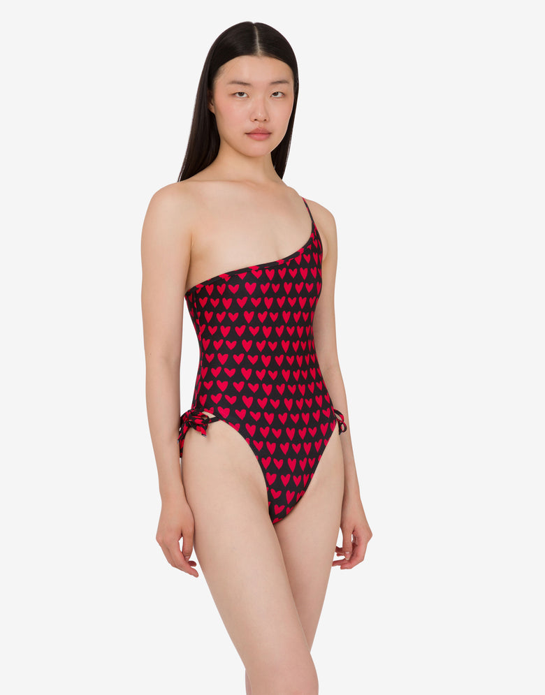 Printed lycra one-piece swimsuit Black Moschino 1