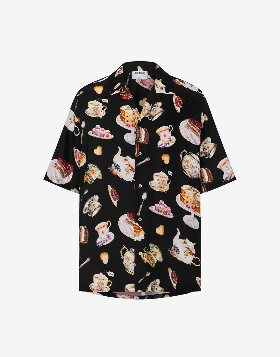 Printed silk satin shirt Black Moschino 0