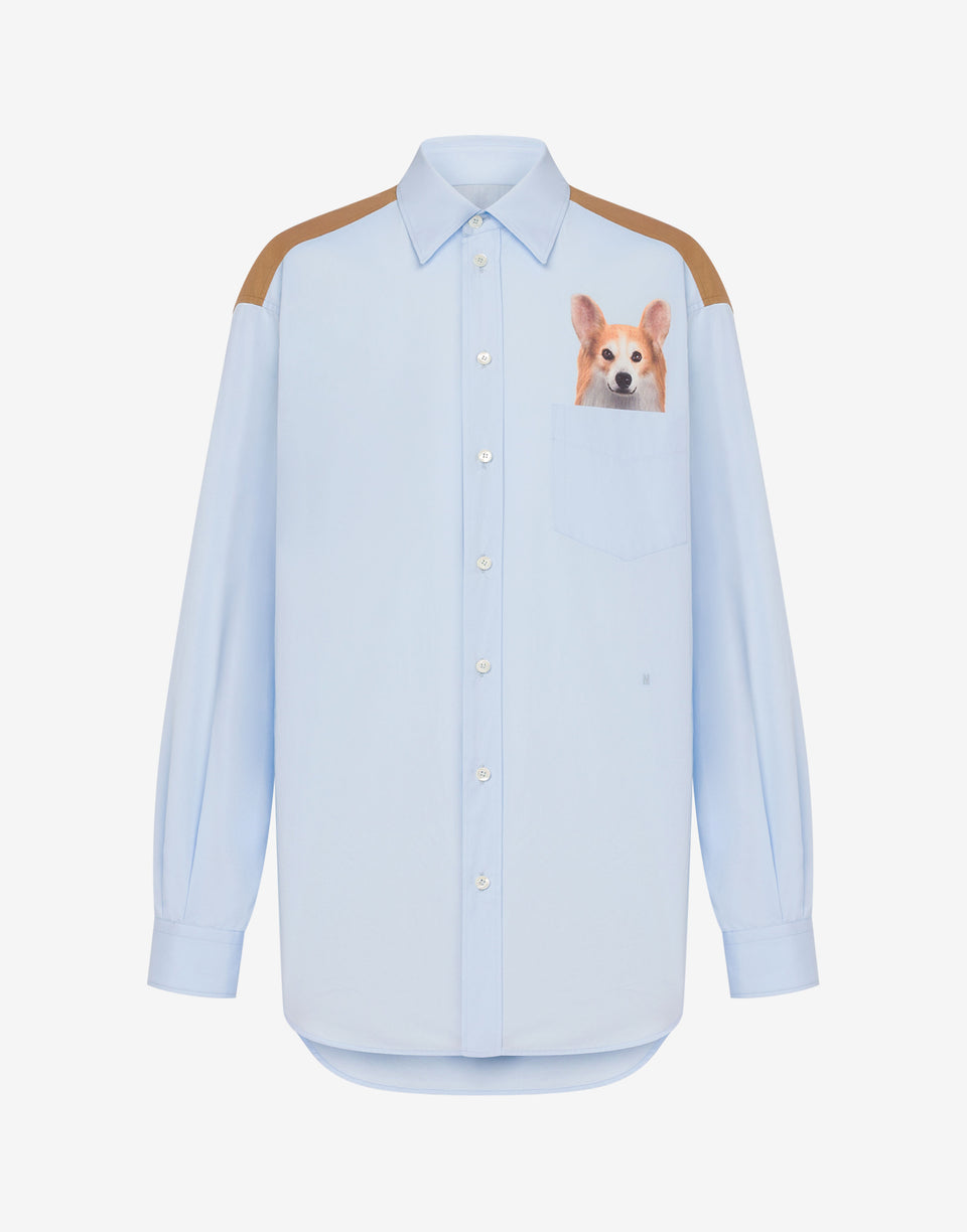 Printed cotton poplin shirt Azure Moschino 0