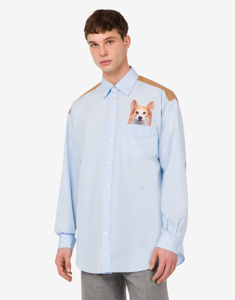 Printed cotton poplin shirt Azure Moschino 2