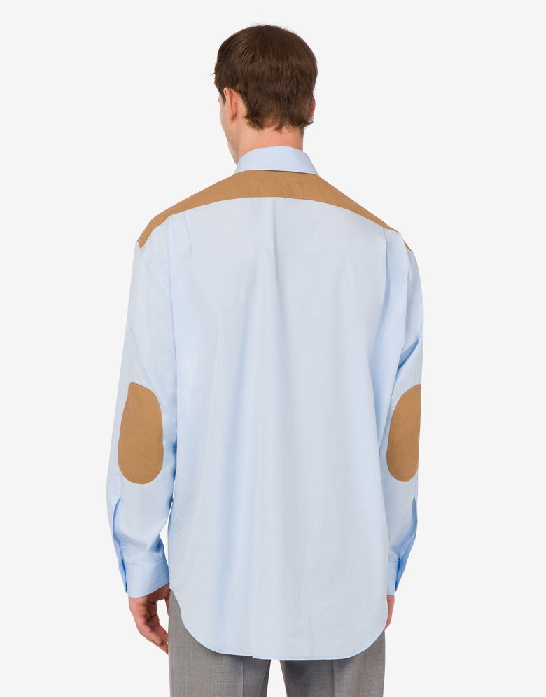 Printed cotton poplin shirt Azure Moschino 3