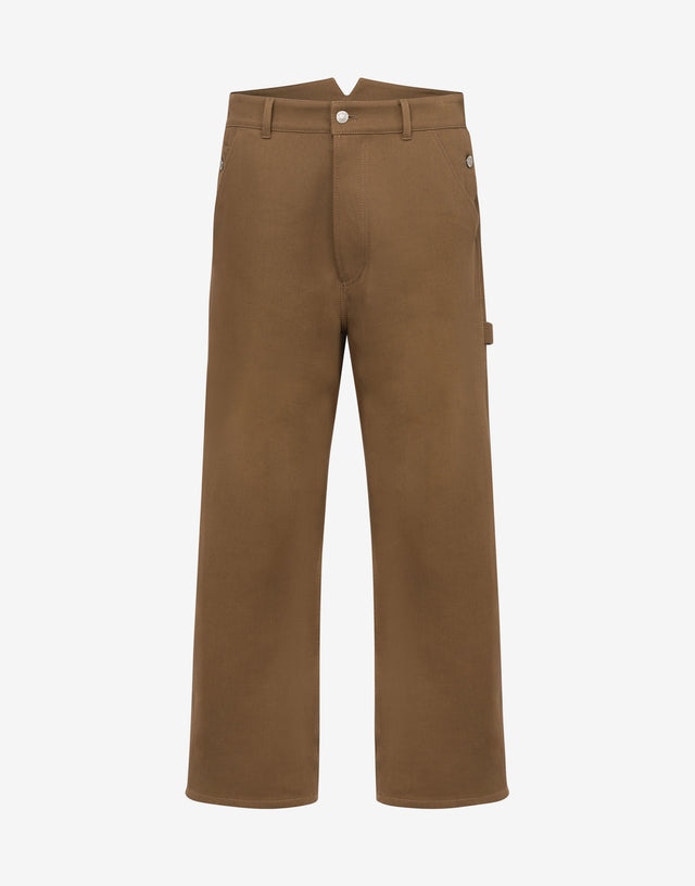 Pantalón de tricot doble de algodón Marrón Moschino 0