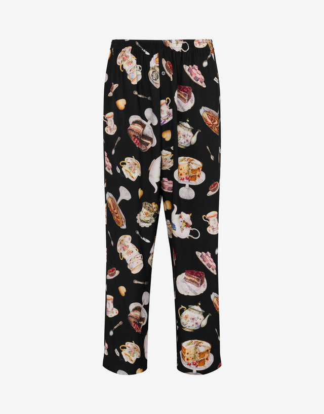 Printed satin pants Black Moschino 0