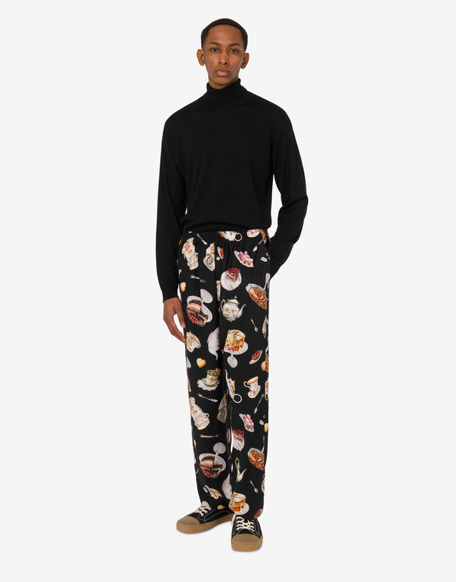 Printed satin pants Black Moschino 1