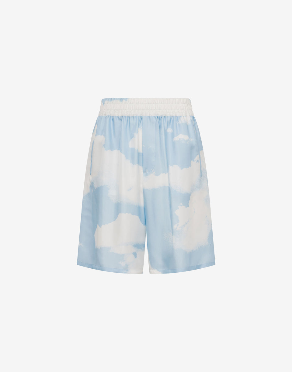 Silk twill bermuda shorts Archive Clouds Azure Moschino 0