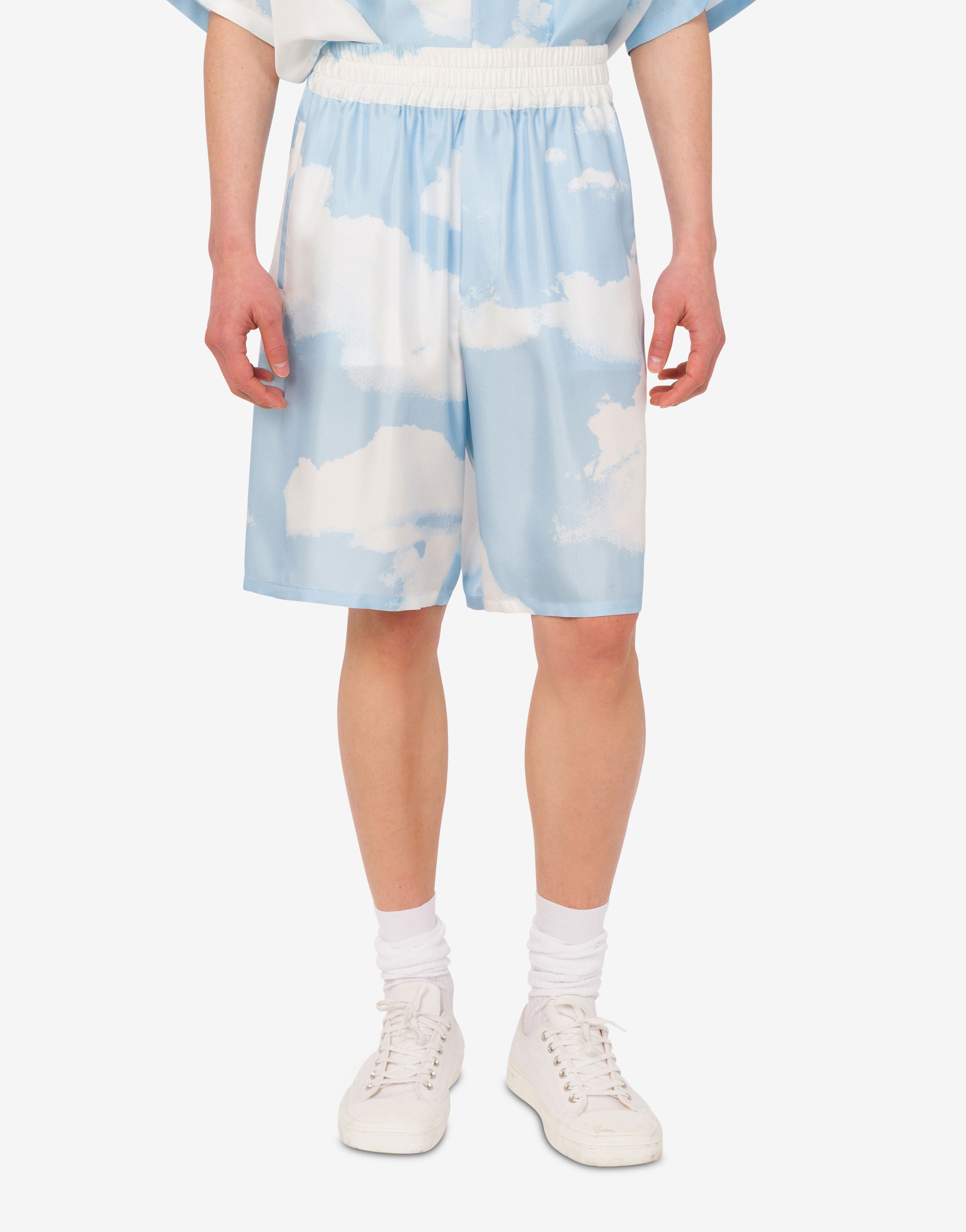 Silk twill bermuda shorts Archive Clouds | Moschino