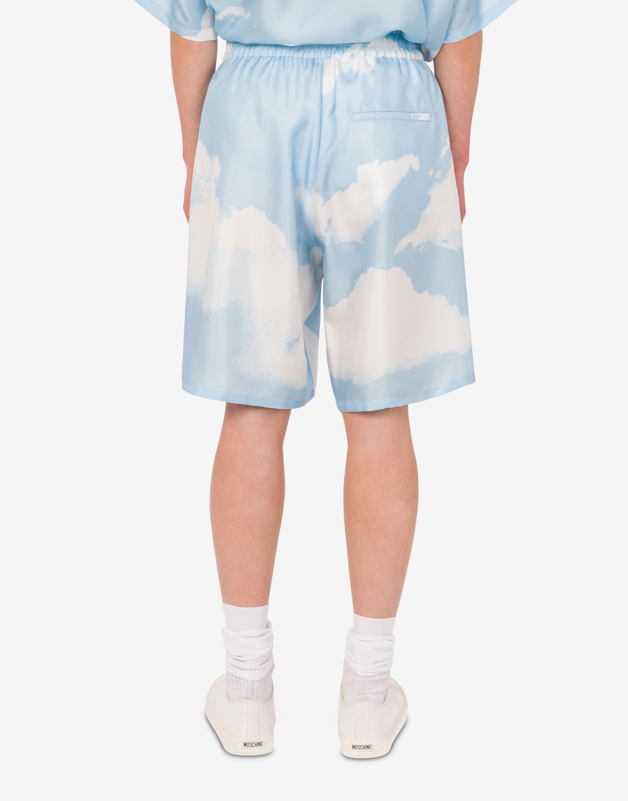 Silk twill bermuda shorts Archive Clouds | Moschino