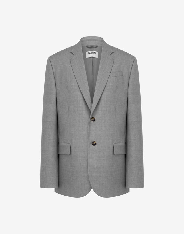 Wool canvas jacket Grey Moschino 0