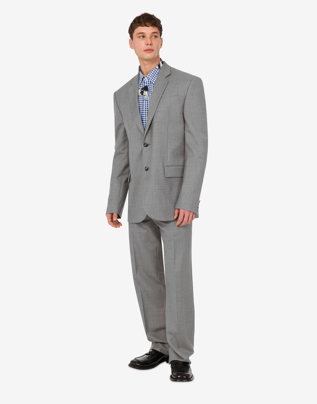 Wool canvas jacket Grey Moschino 1