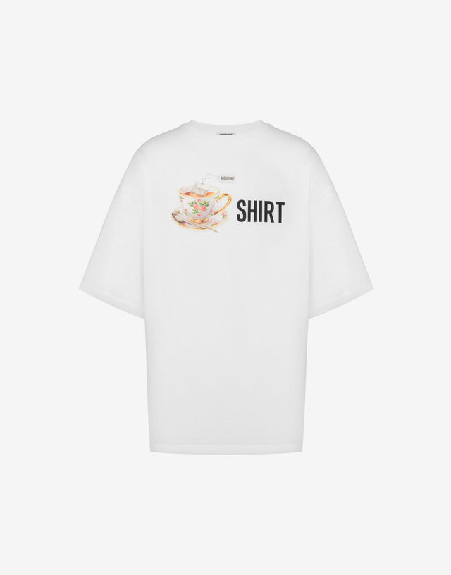 Printed organic cotton jersey T-shirt White Moschino 0