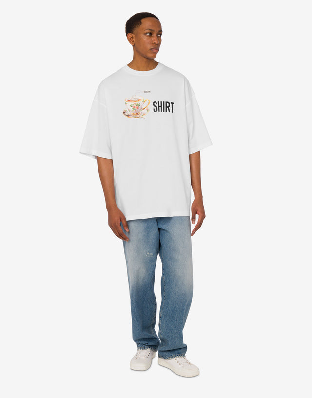 Printed organic cotton jersey T-shirt White Moschino 1