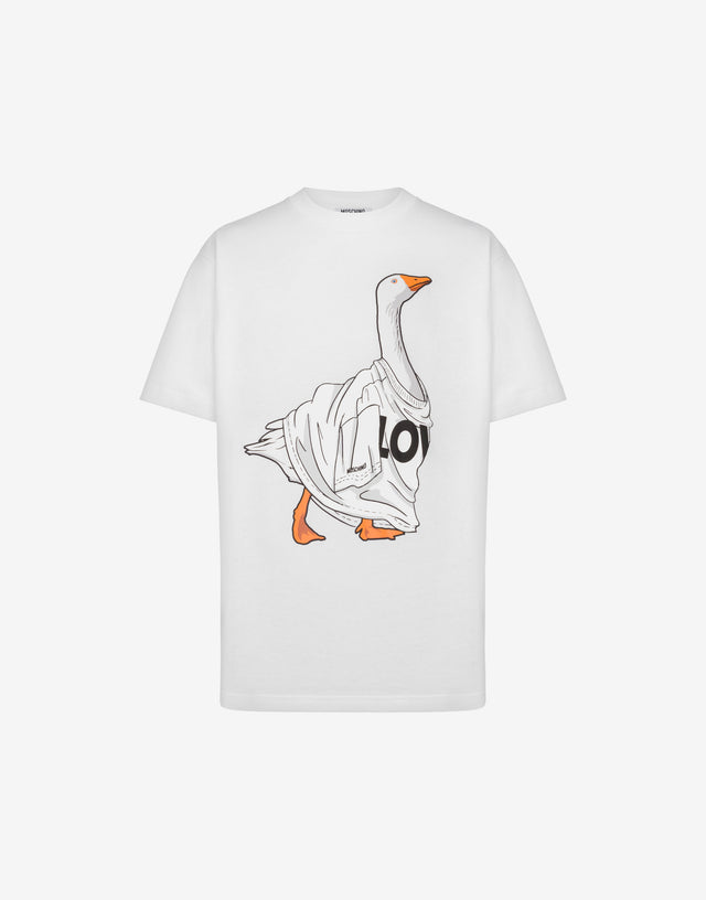 Organic cotton jersey T-shirt Goose White Moschino 0
