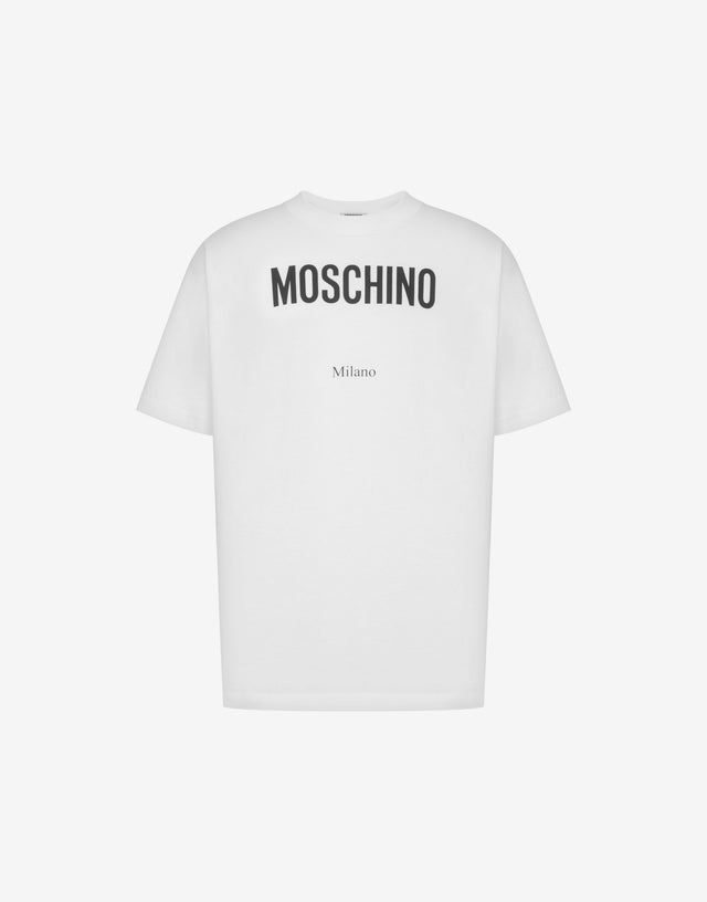 Printed organic cotton jersey T-shirt White Moschino 0