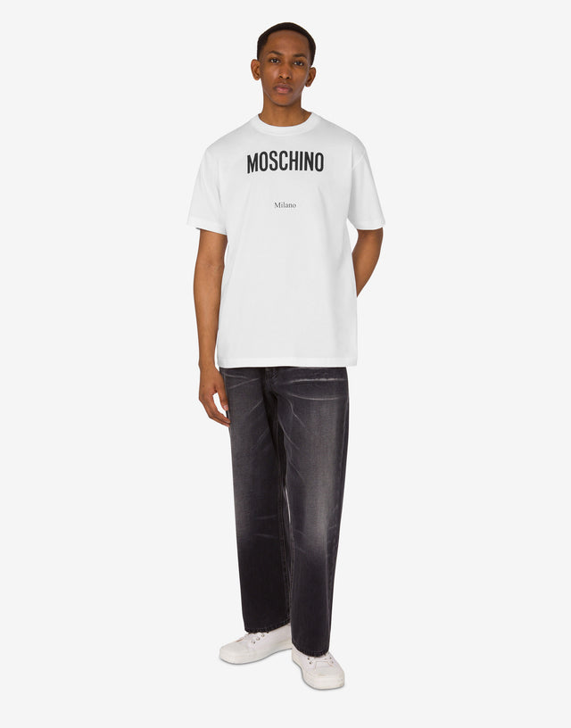 Printed organic cotton jersey T-shirt White Moschino 1