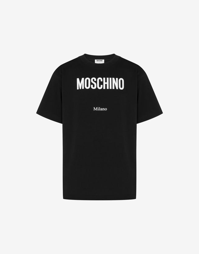 Camiseta estampada de punto de algodón orgánico Negro Moschino 0