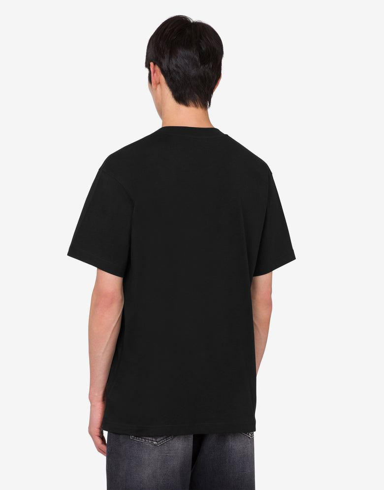 Camiseta estampada de punto de algodón orgánico Negro Moschino 3