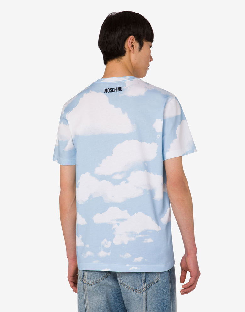 Camiseta de punto de algodón orgánico Archive Clouds Celeste Moschino 3