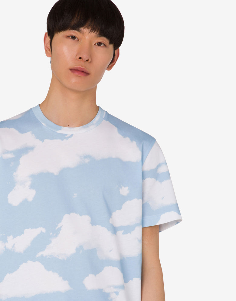 Camiseta de punto de algodón orgánico Archive Clouds Celeste Moschino 4