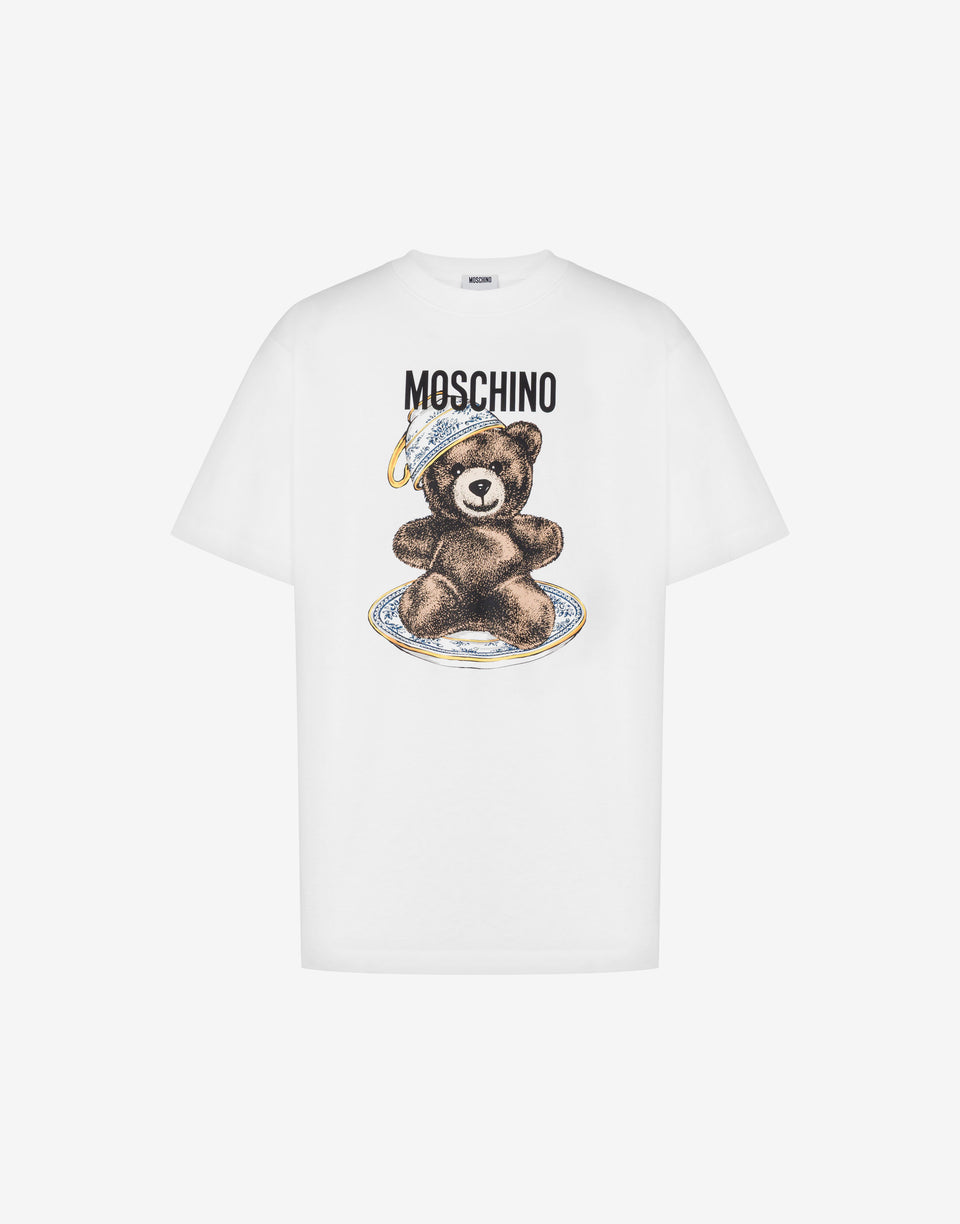 Camiseta de punto de algodón orgánico Moschino Teddy Bear Blanco Moschino 0