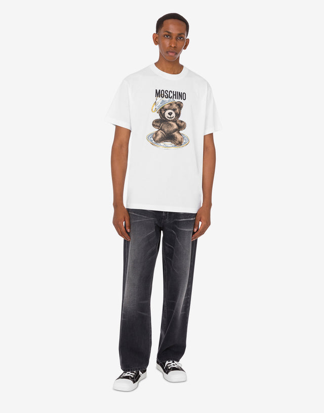 Camiseta de punto de algodón orgánico Moschino Teddy Bear Blanco Moschino 1