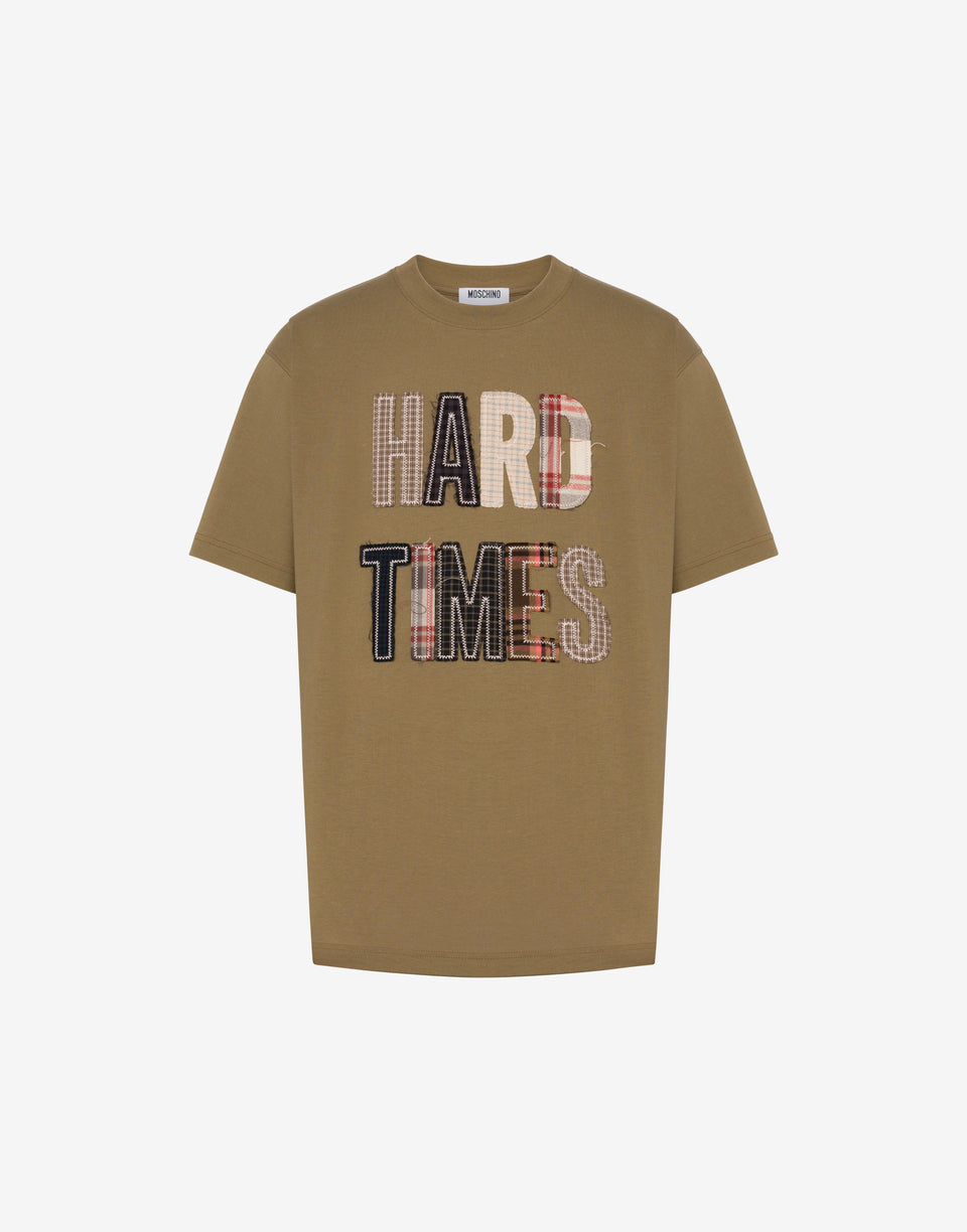 Embroidered organic cotton jersey T-shirt Tobacco Moschino 0