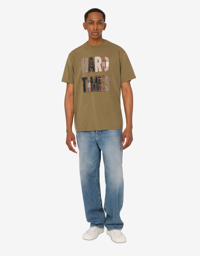 Embroidered organic cotton jersey T-shirt Tobacco Moschino 1