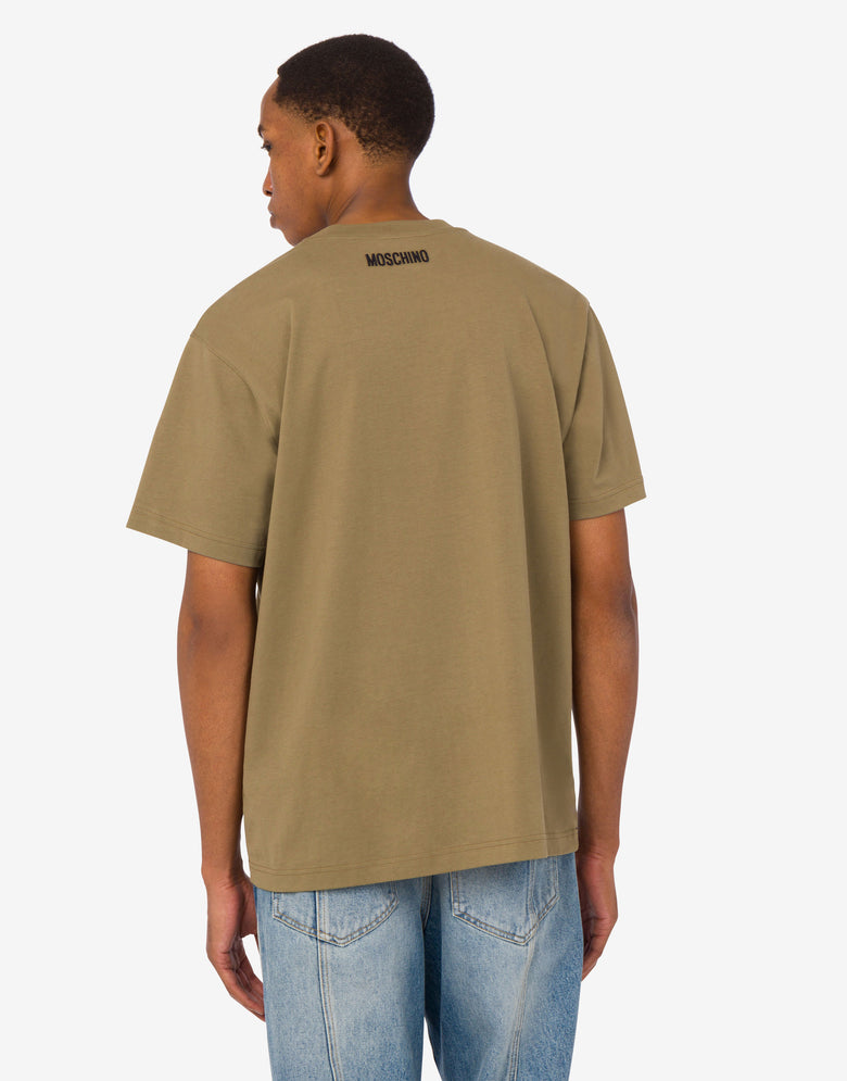 Embroidered organic cotton jersey T-shirt Tobacco Moschino 3