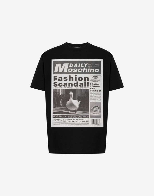 Printed organic cotton jersey T-shirt Black Moschino 0
