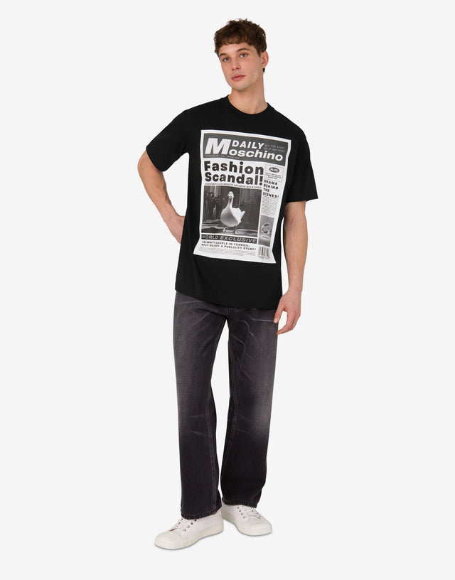 Printed organic cotton jersey T-shirt Black Moschino 1