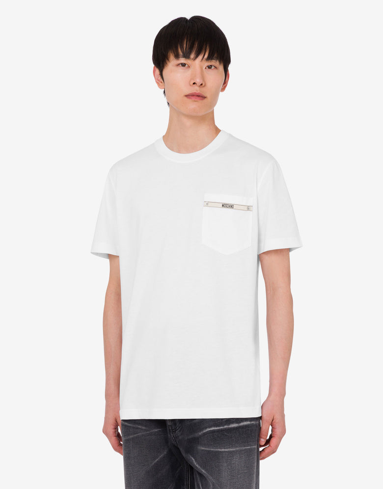 Camiseta de punto de algodón orgánico bordado Blanco Moschino 2