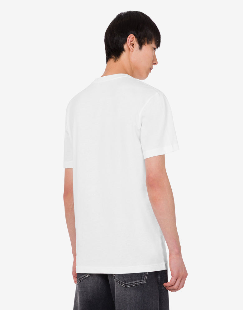 Camiseta de punto de algodón orgánico bordado Blanco Moschino 3