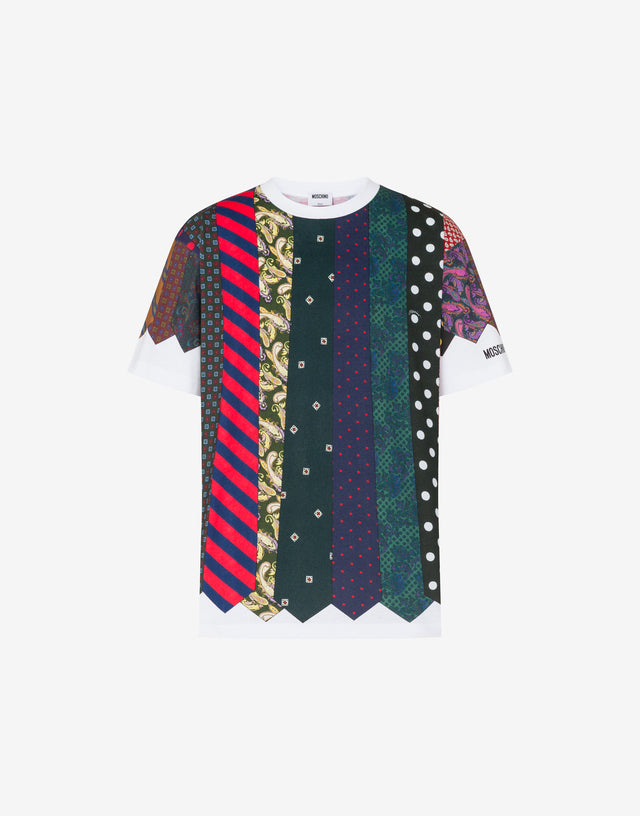 Camiseta de punto de algodón orgánico Archivo Multicolor Moschino 0