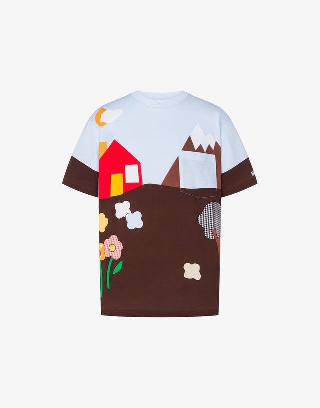 Camiseta de punto de algodón orgánico Archivo Multicolor Moschino 0