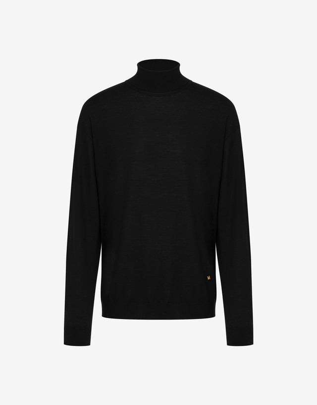 羊毛混纺高领毛衣Golden M 黑色 Moschino 0